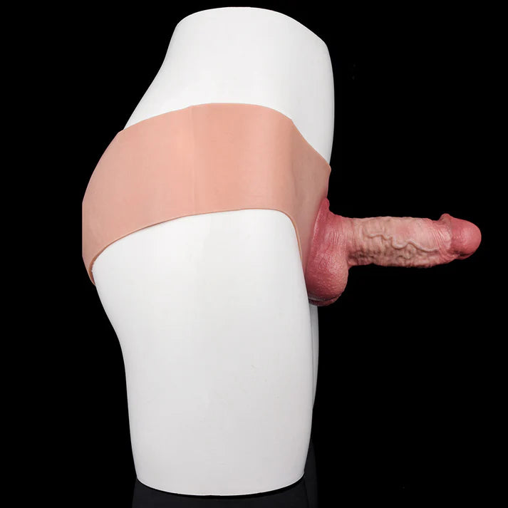 7.5 Inch Full Silicone Hollow Strap-On Penis Sleeve with Ultra Realistic Soft Skin and Flexible Waist Fit