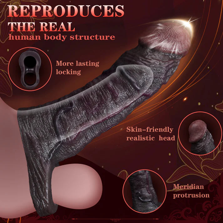 7 Inch Real-Feel Silicone Black Penis Extender