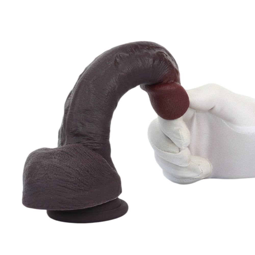 Alaric: 8.6" x 1.5" Small Black Silicone Dildo Safe for Anal & Vaginal Play