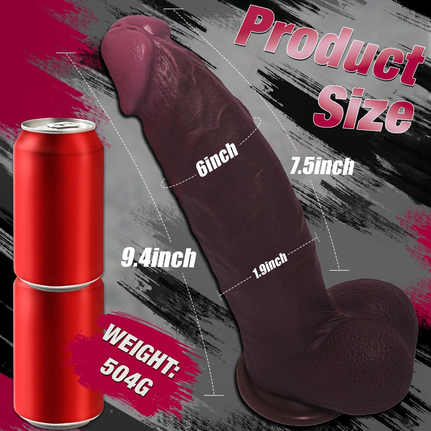 8.6" × 2.2" Realistic Soft Short & Thick Black Dildo