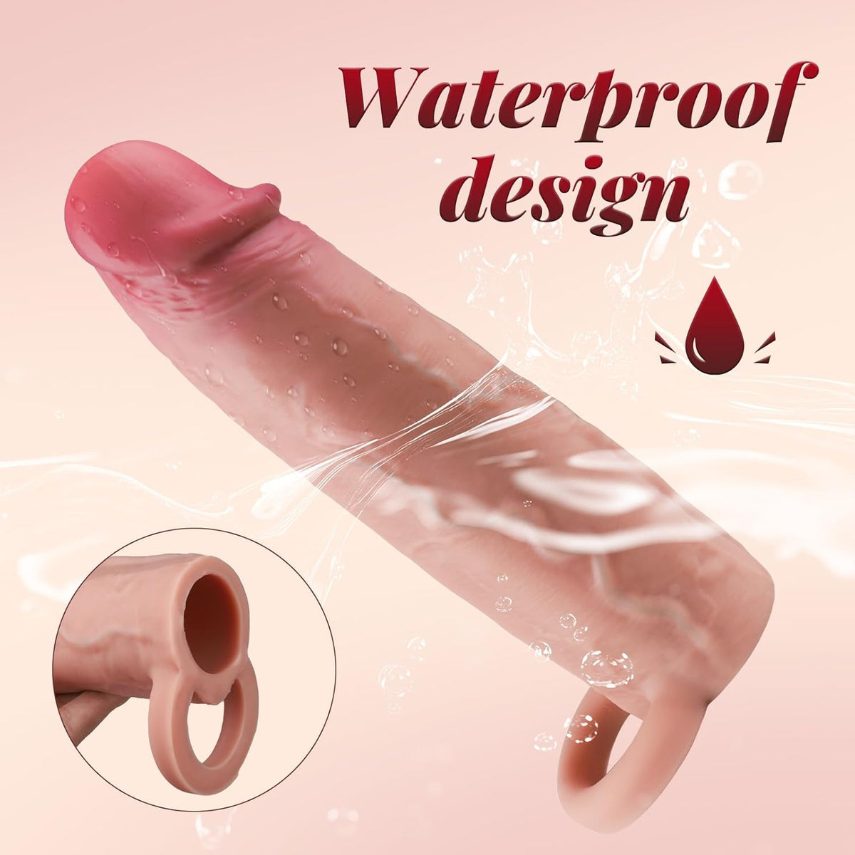 8” x 1.9” Sliding Skin Realistic Big Cock Sleeve