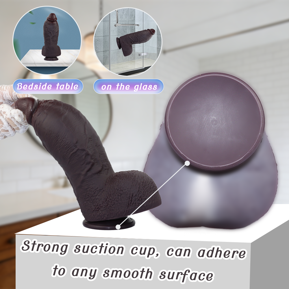 Clemens: 9.4" x 3" Realistic Soft Short & Thick Black Dildo