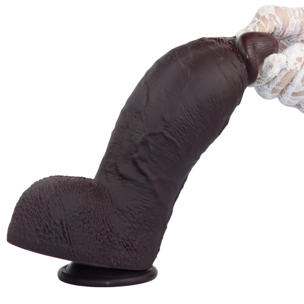 Clemens: 9.4" x 3" Realistic Soft Short & Thick Black Dildo