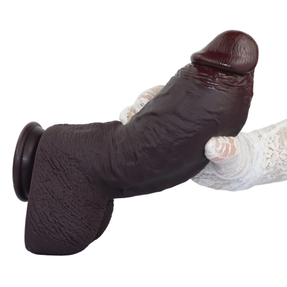 Clemens: 9.4" x 3" Realistic Soft Short & Thick Black Dildo
