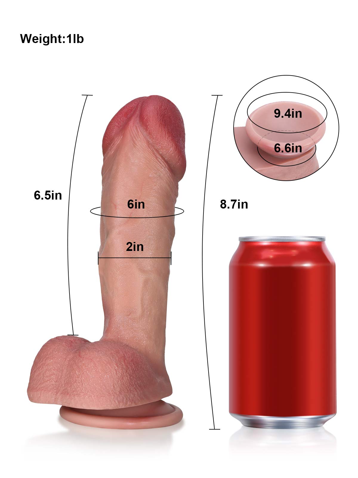 Alina: 8.7" x 2" Large Glans with Fine Texture Realistic Penis Dildo