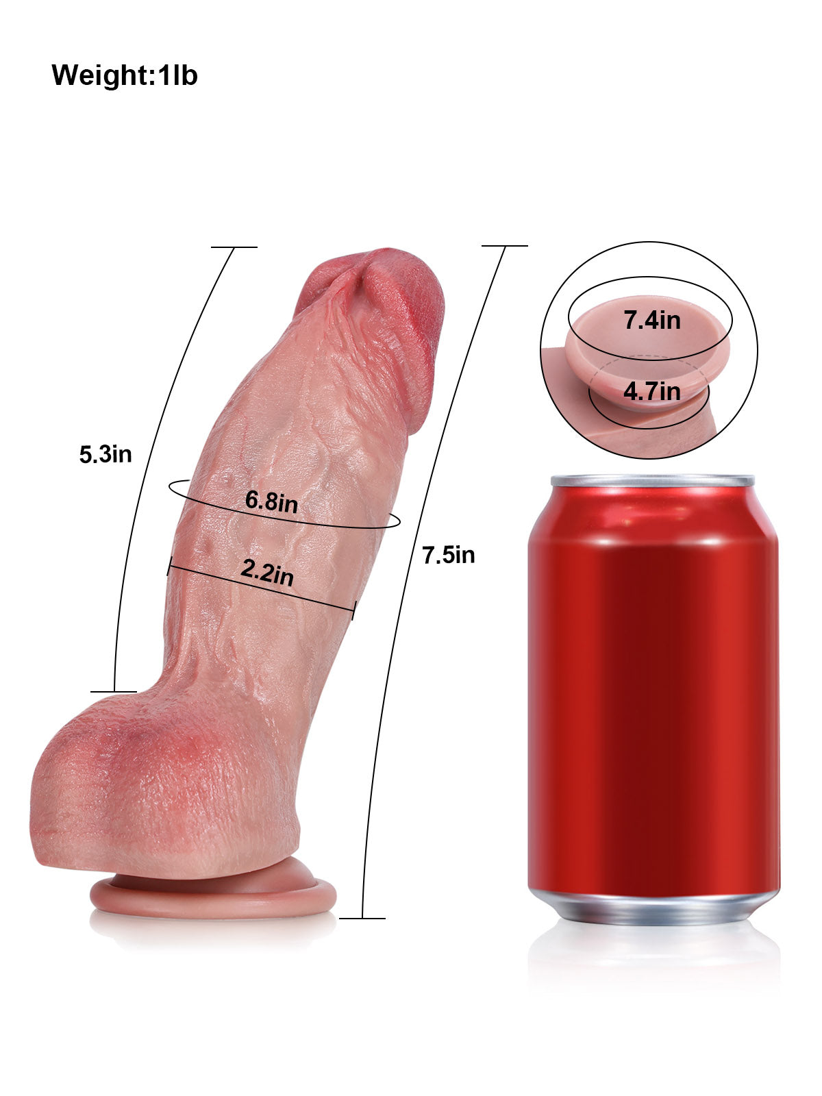 Amelie: 7.5" x 2.2" Thick Short Fat Flesh Soft Realistic Cock Dildo