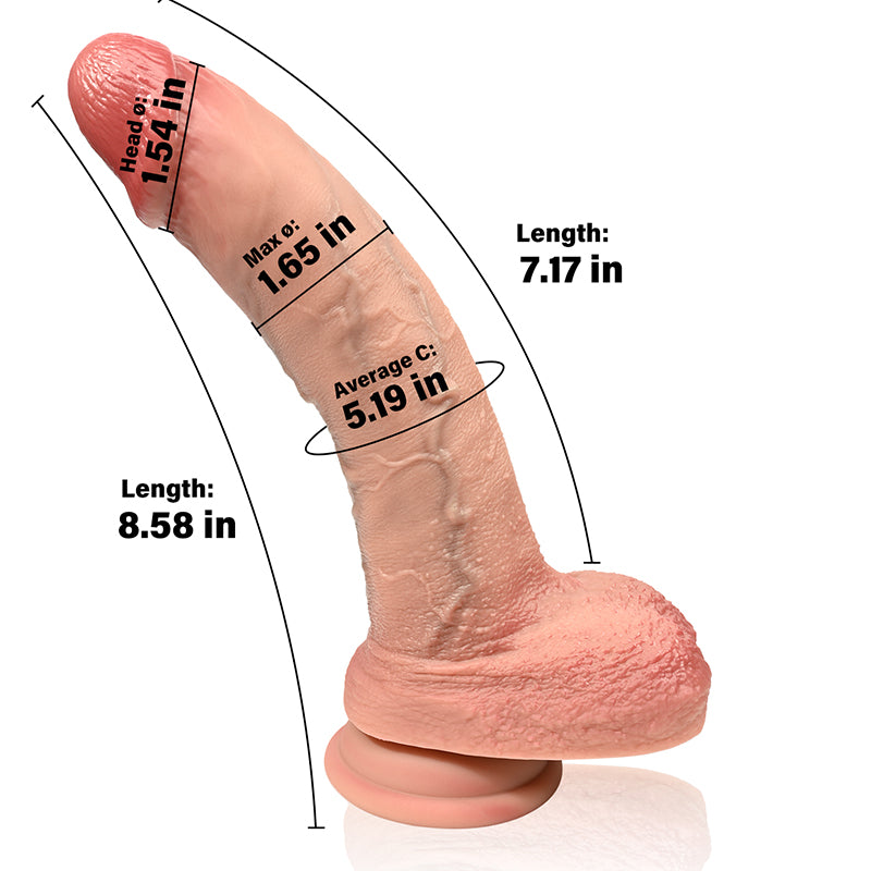 Andrew：8.6" x 1.6" Soft Silicone Realistic Dildo With Bendable