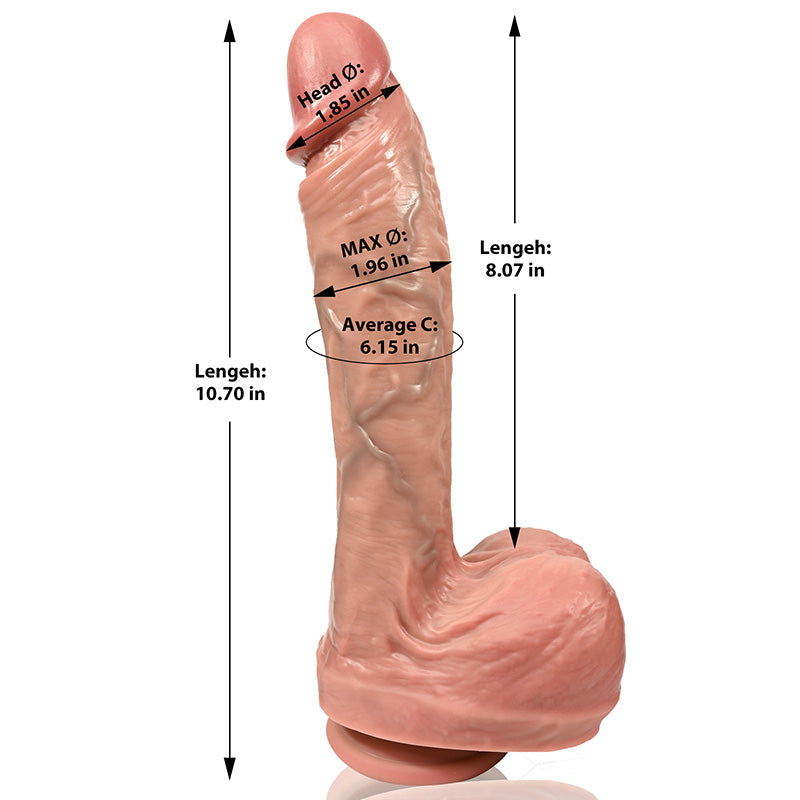 Angled：10.7" x 2" Thick Silicone Dildo for Deep, Intense Play