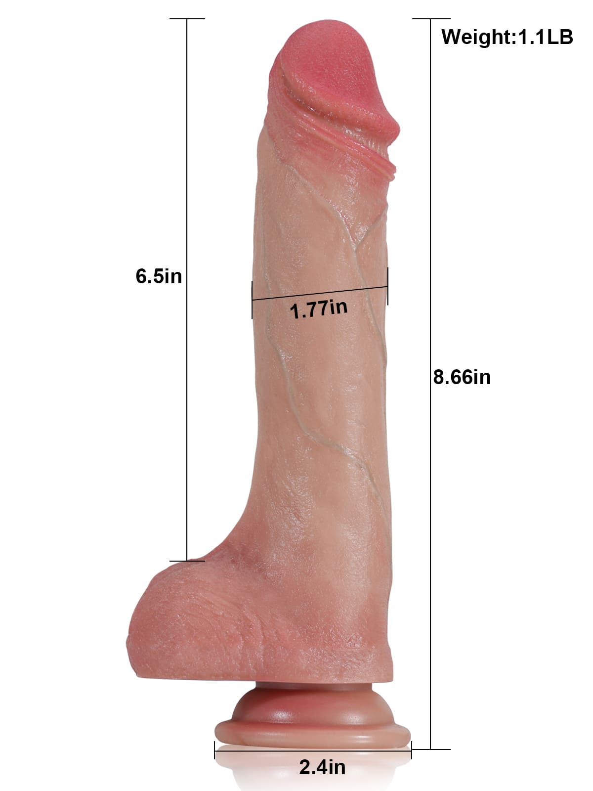 8.6” x 1.7” Flesh Soft Sliding Skin Thrusting Dildo