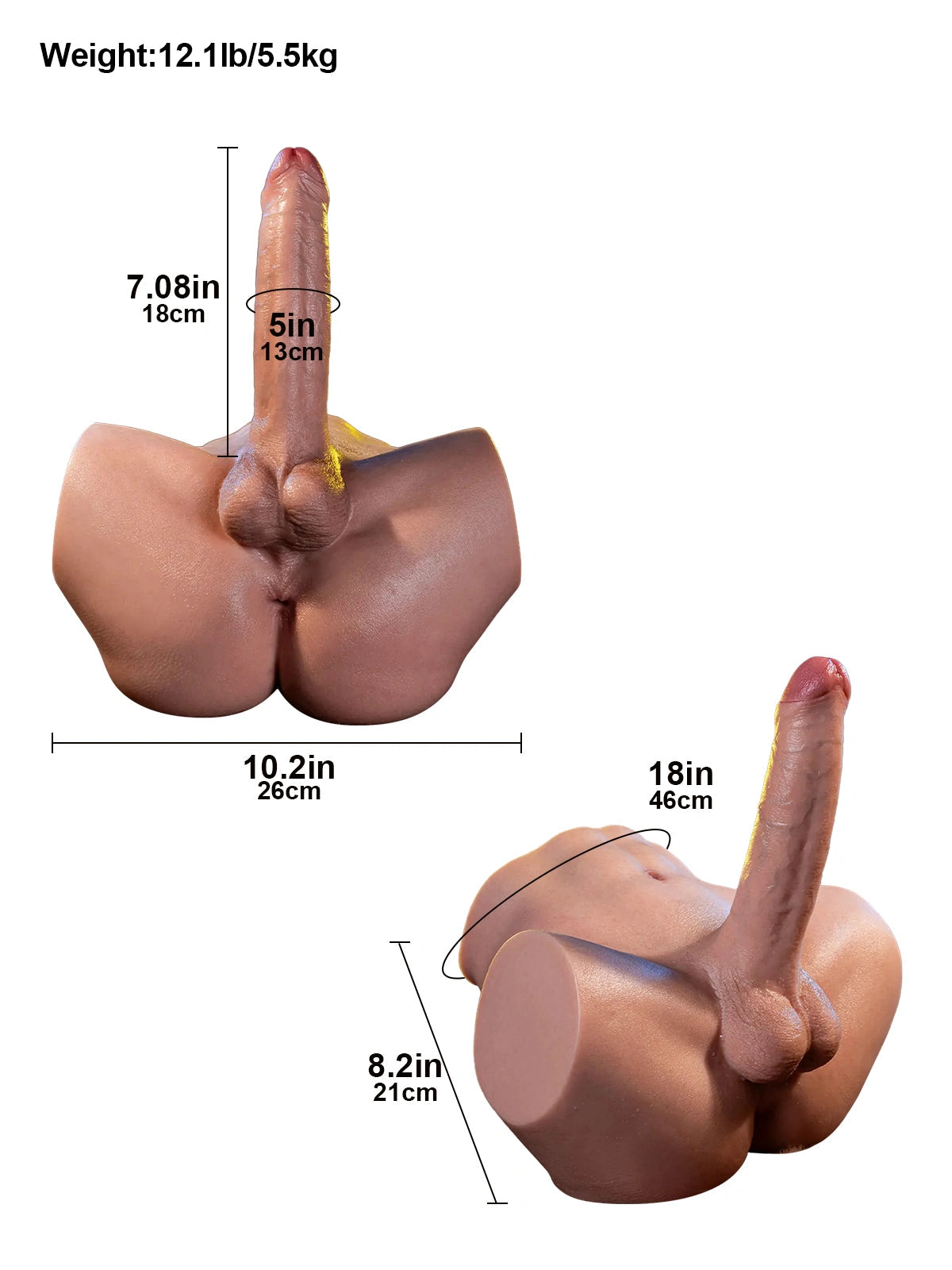 Blade : 2.1 kg Rounded Butt Male Torso with Large 5inch Penis