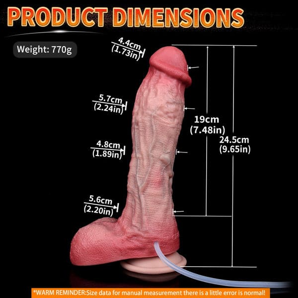 Blake: 9.65" x 2.2" Silicone Realistic Squirting On Dildo