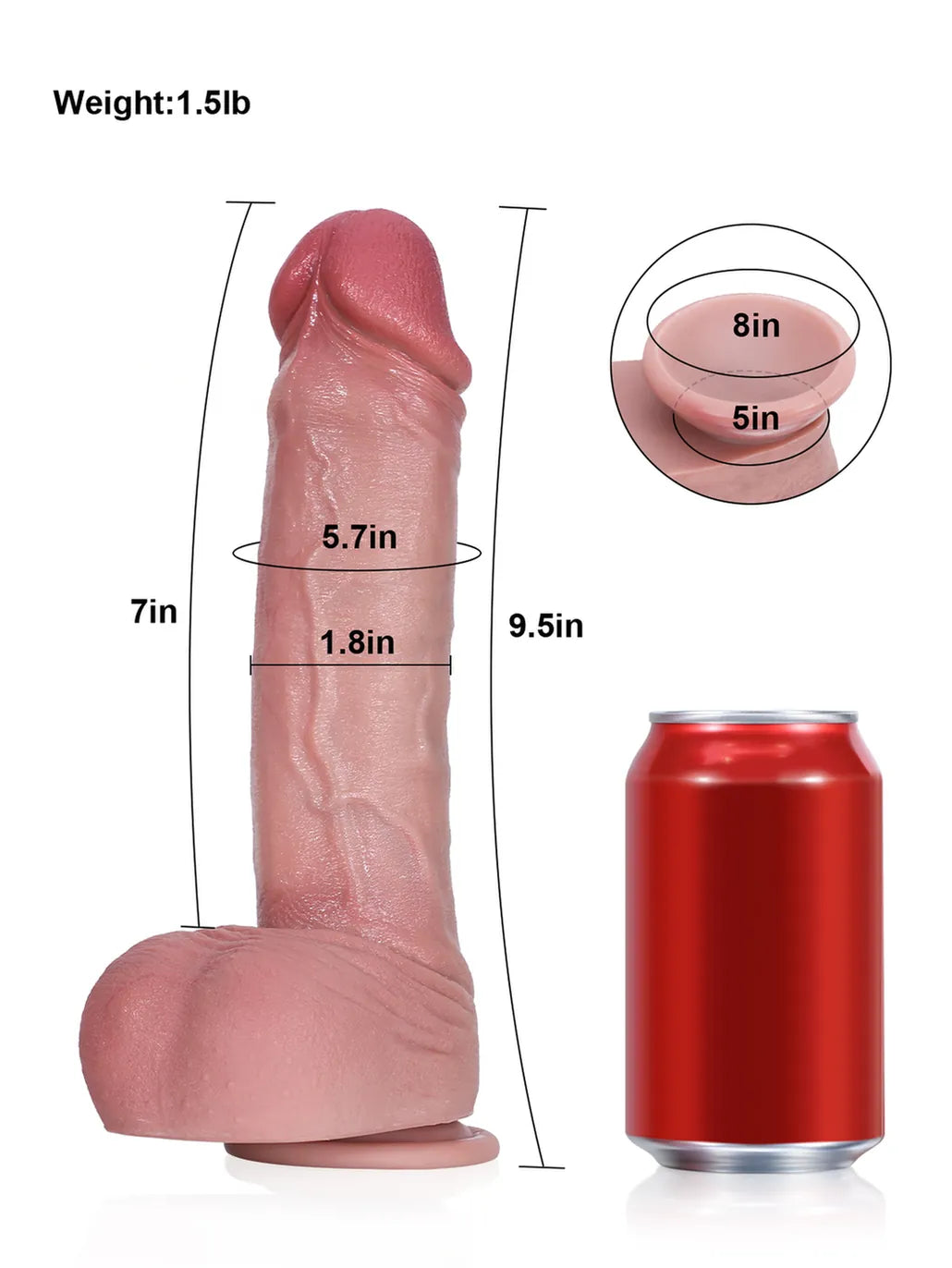 Brandon: 9.5" x 1.8" Realistic Straight Silicone Dildo with Veins & Sliding Balls