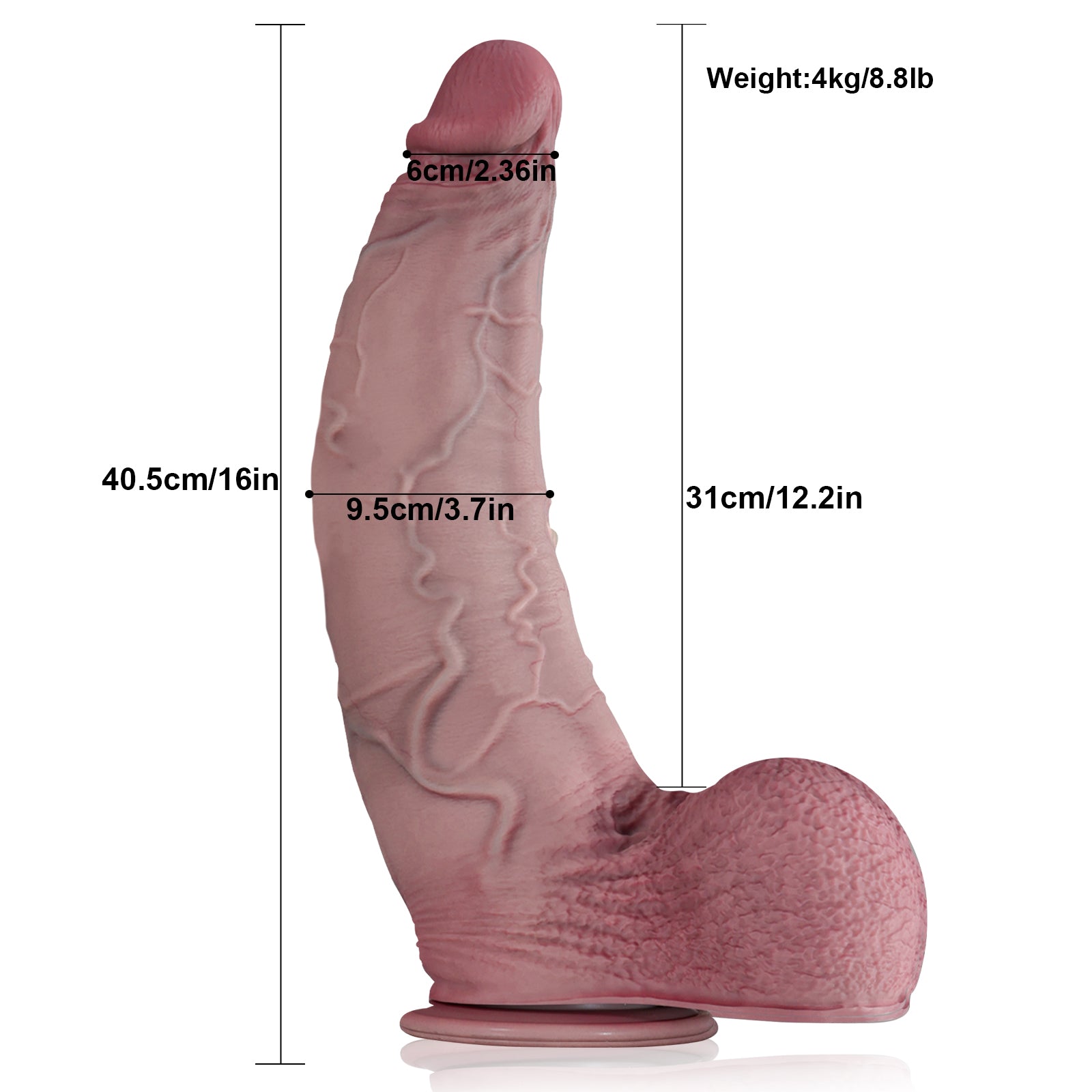 Cassius：16" * 3.7" Huge Dildo Curved Vaginal Suitable for Advanced Users