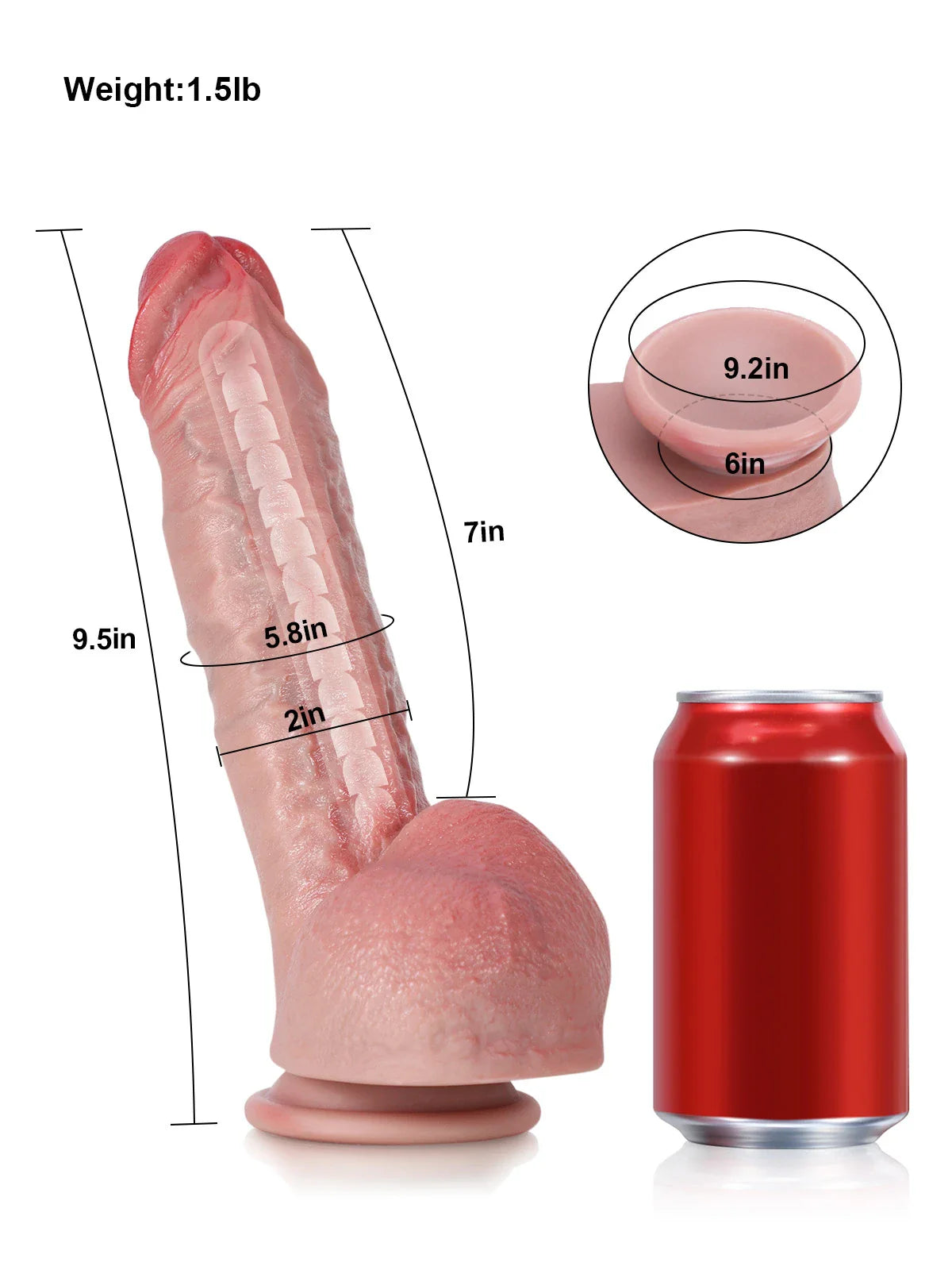 Charlie: 9.5" x 2" Thick Realistisk Dildo with Bendable Core & Veins