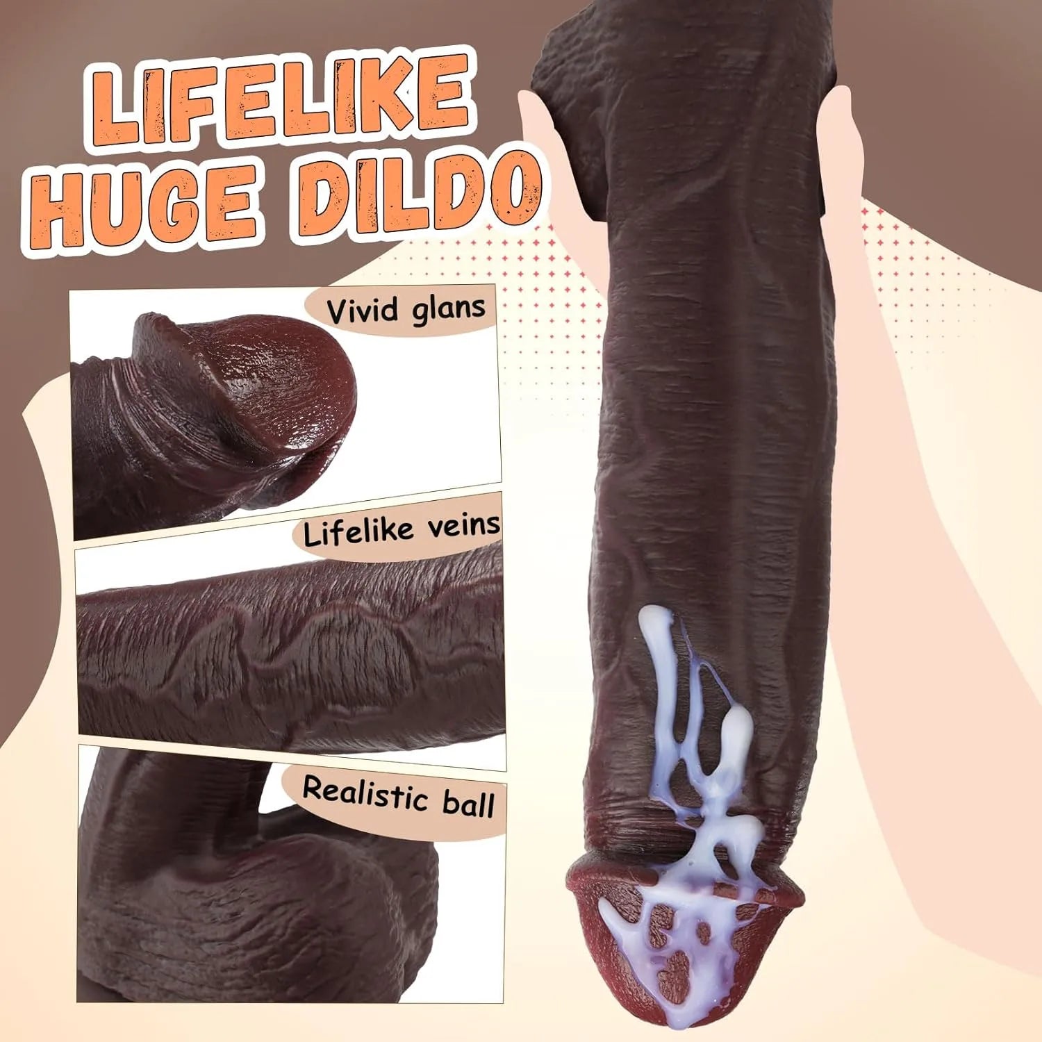 Chico ：11" x 2.3" Realistic Large Soft Black Dildo