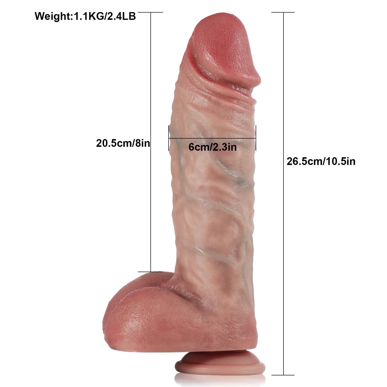 Chris: 10.5" x 2.3" Thick Thrusting Vibrating Heating Dildo with Raised Veins