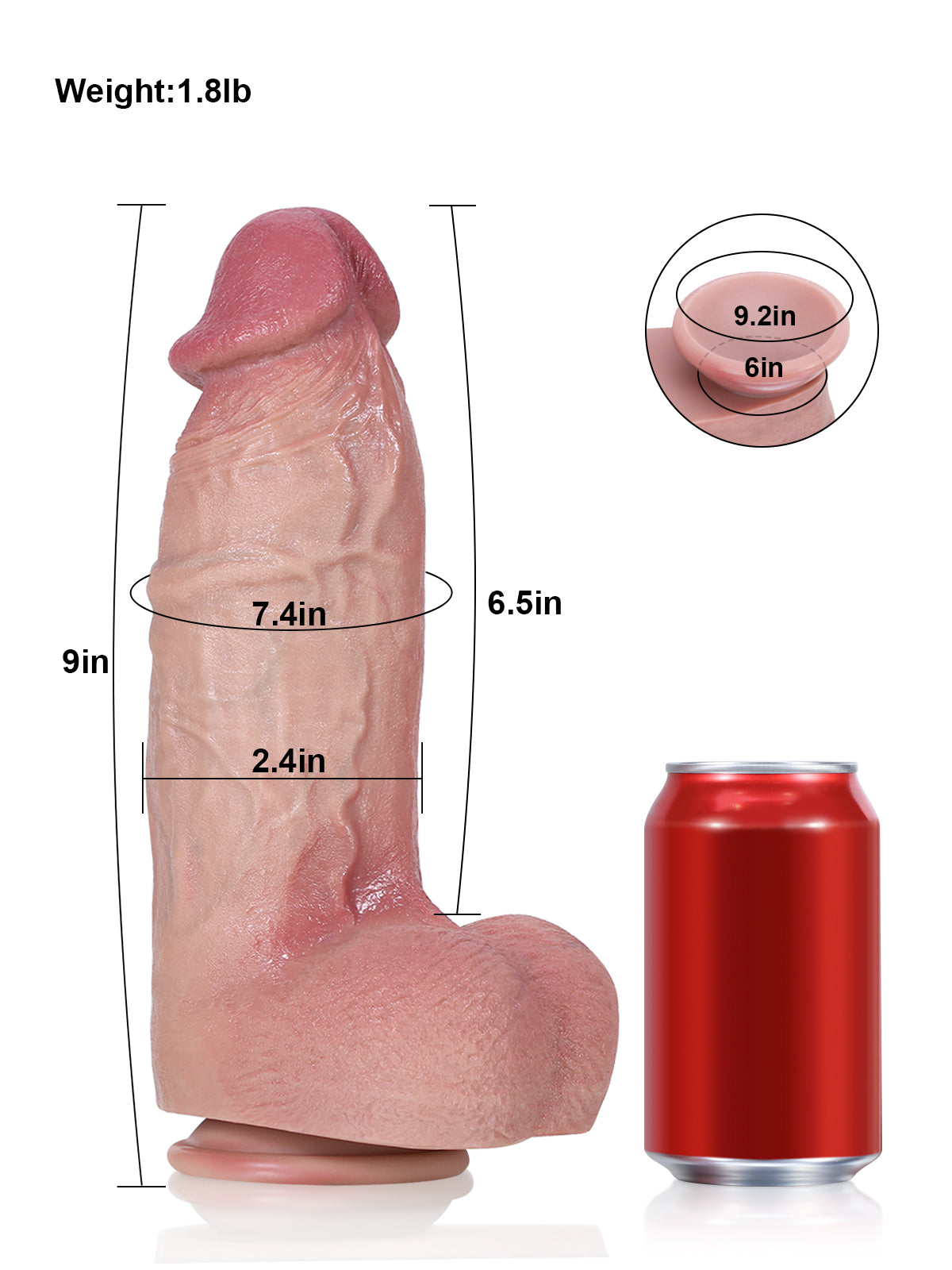 Colle: 9″ x 2.4″ Super Chubby Silicone Giant Thick Soft Dildo