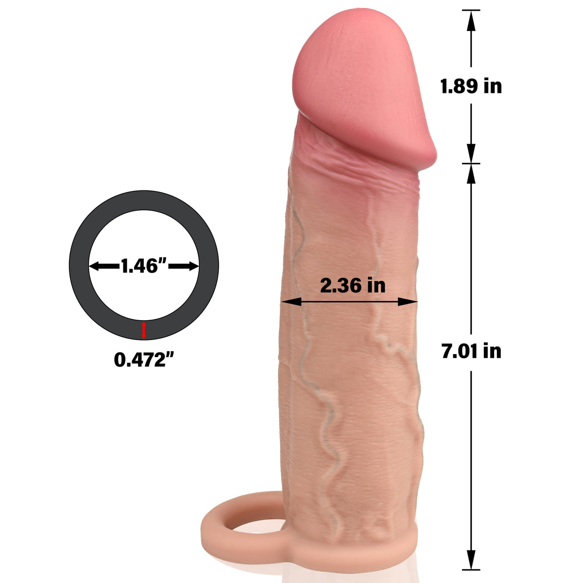 Corona： 9” x 2.36” Sliding Skin Realistic Big Cock Sleeve