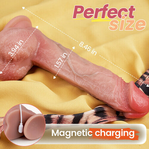 Craig : 8.46" x 1.57"  Thrusting/Swinging 10-Speed Vibration Heating Function Realistic Dildo