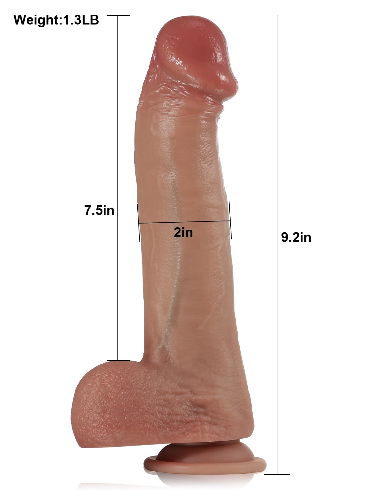 9.2" x 2" Fast Thrusting Pulsating Vibrating Heating Dildo
