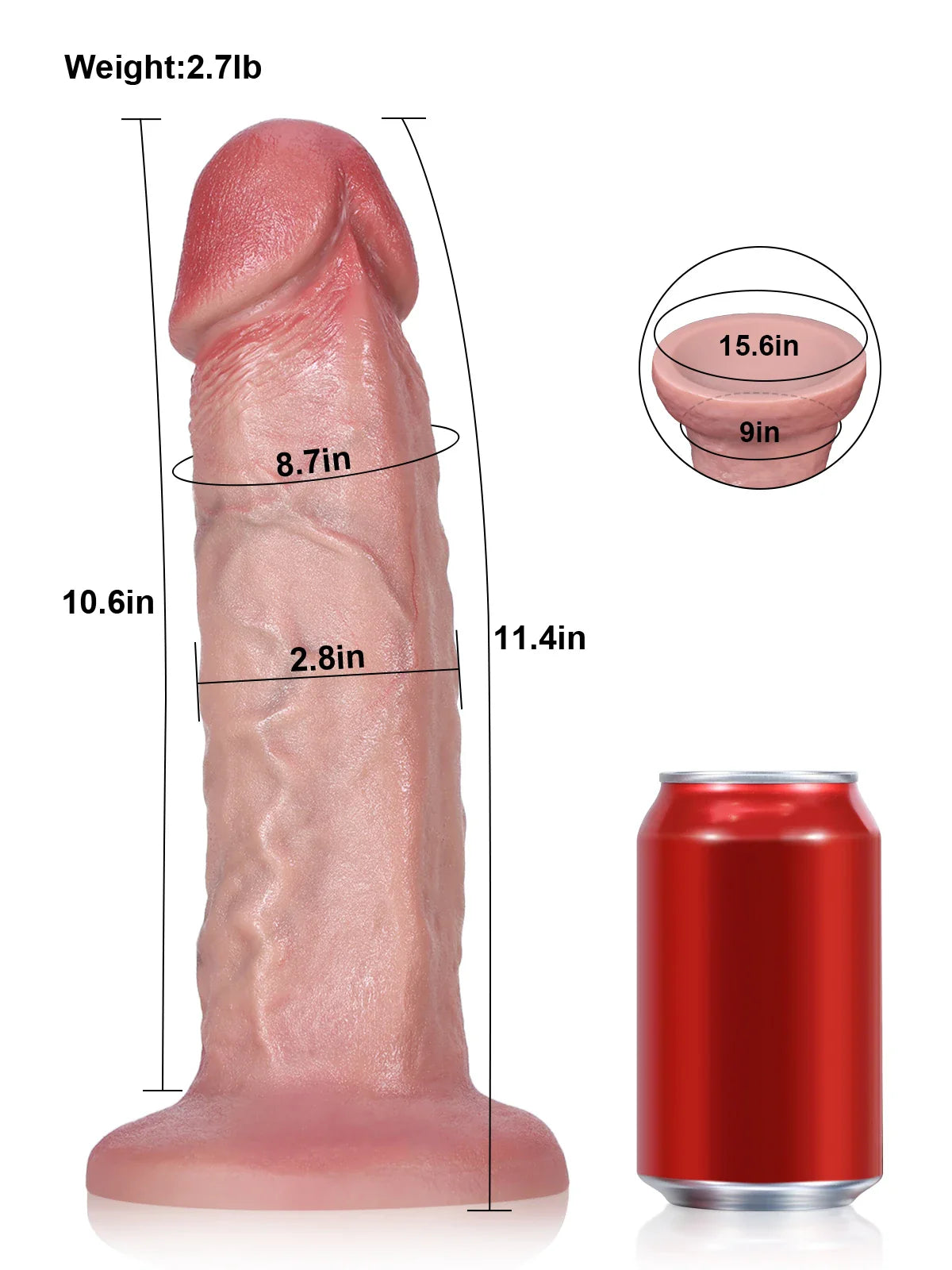 David: 11.4" x 2.8" Massive Thick Realistic Dildo with Lifelike Head & Veined Texture