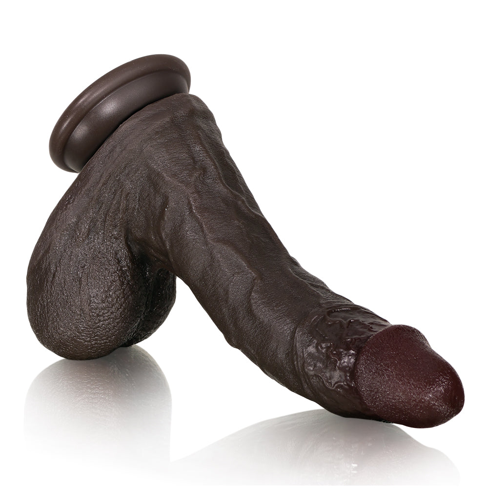 Duke:  9.1" x 2" Flesh Thick Realistic Black Dildo