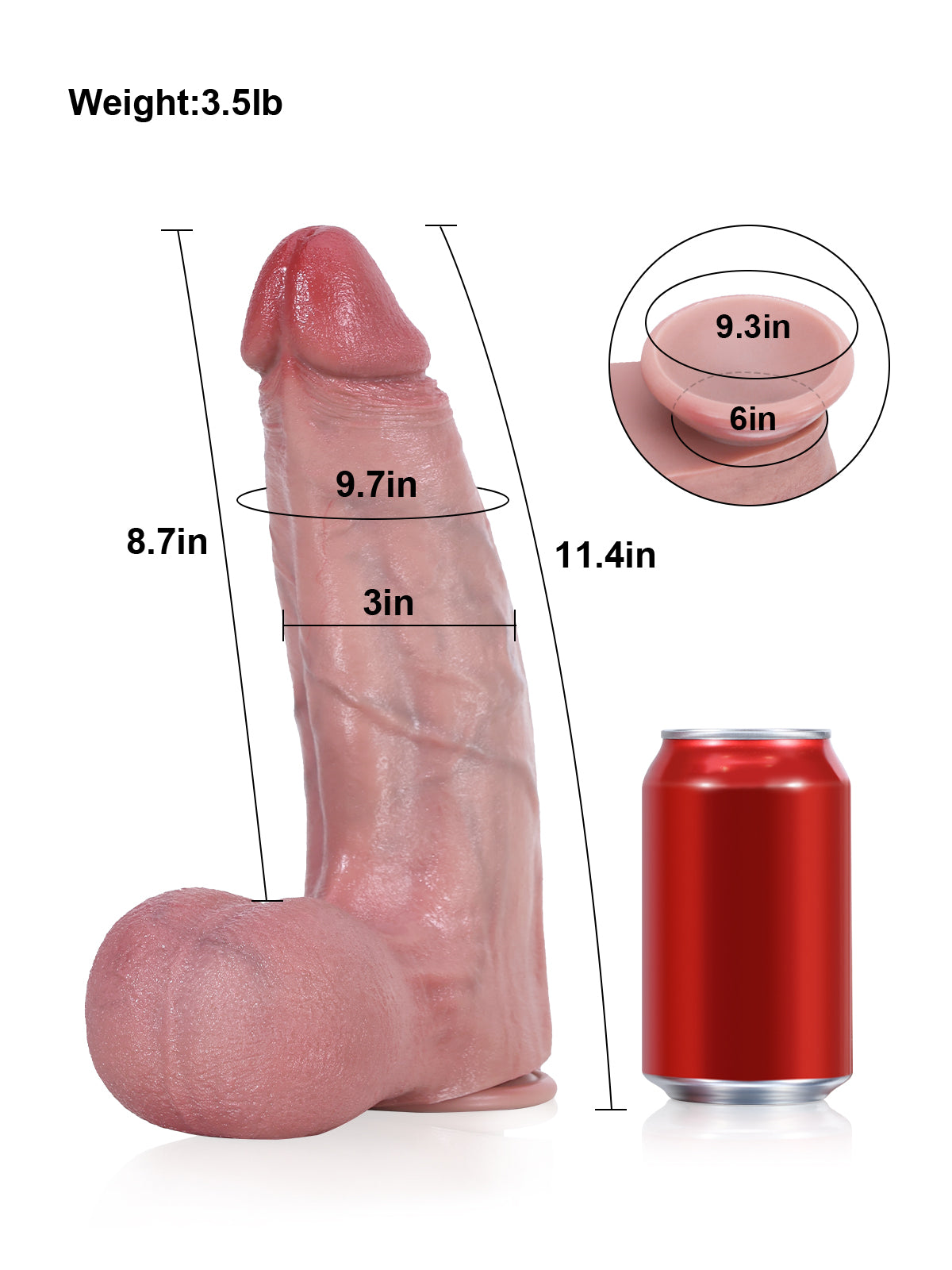 Evan: 11.4" x 3" Extra Large Thick Dildo with Veins