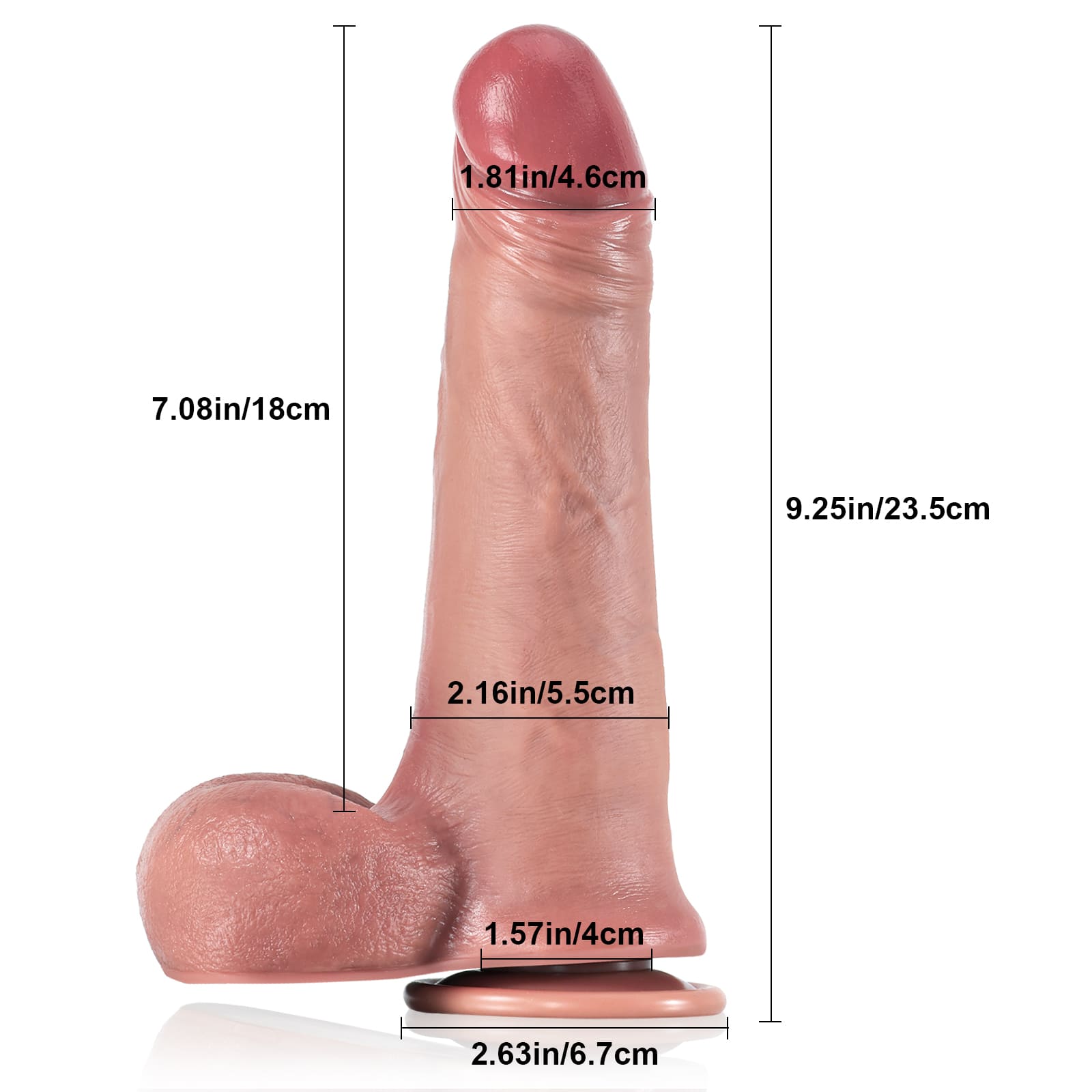 Fabian: 9" x 2"  Sliding Realistic Skin Thick Dildo Moving Soft Balls