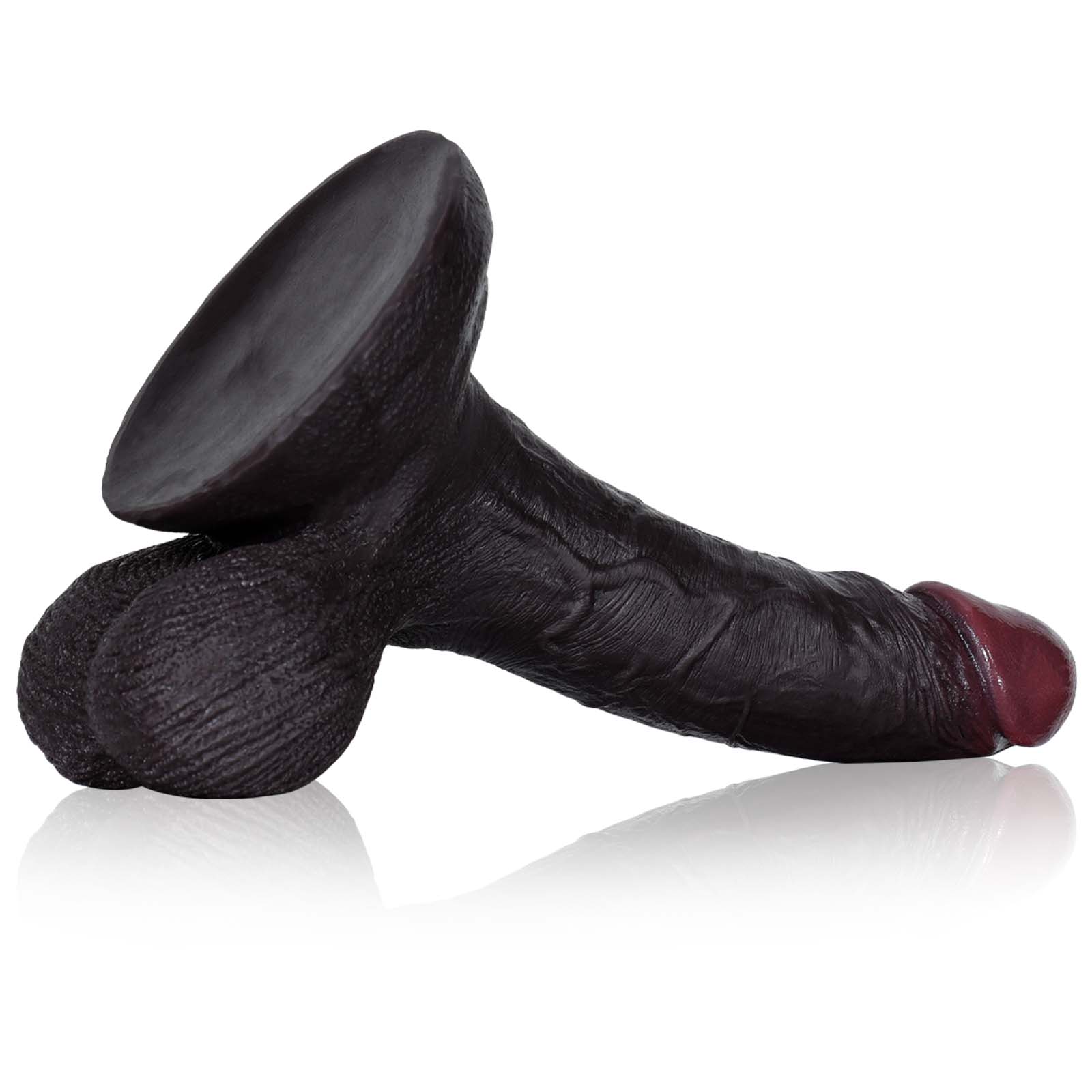 Falko : 7.6" x 1.7" Black Realistic Dildo With Moving Balls