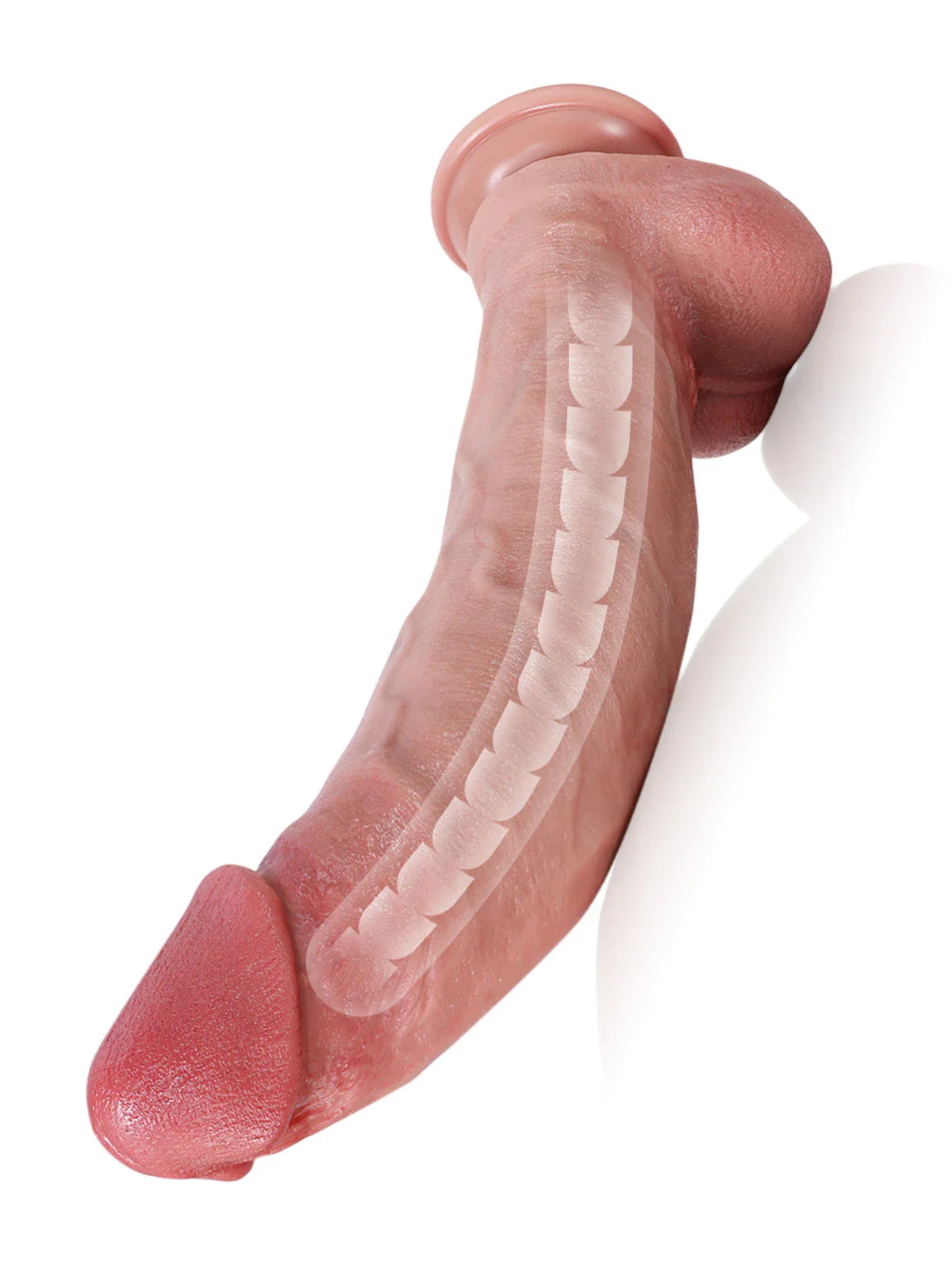 Farid: 12.2" x 2.4" Massive Curved Big Soft Silicone Dild