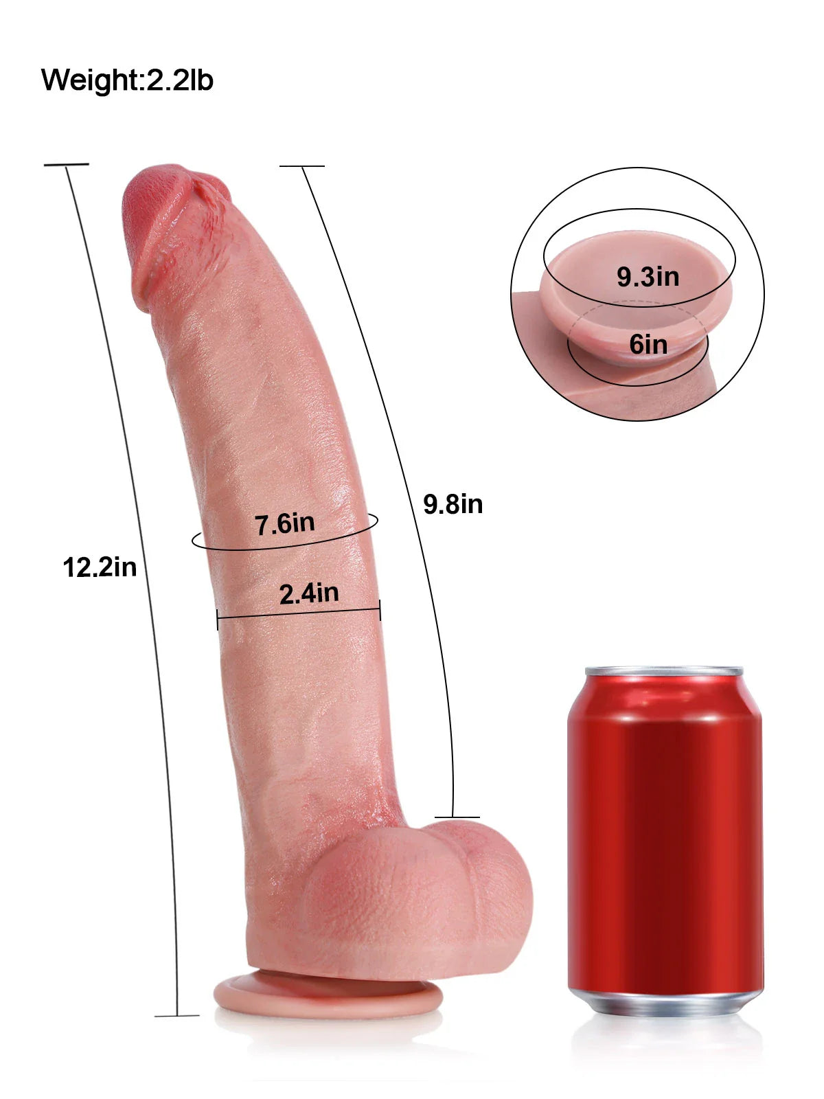 Farid: 12.2" x 2.4" Massive Curved Big Soft Silicone Dild