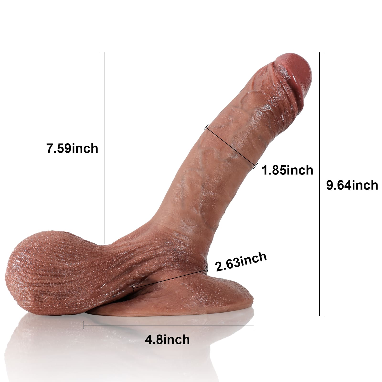Farid ：9.64" x 1.9" Lifelike Silicone Dildo with Sliding Balls