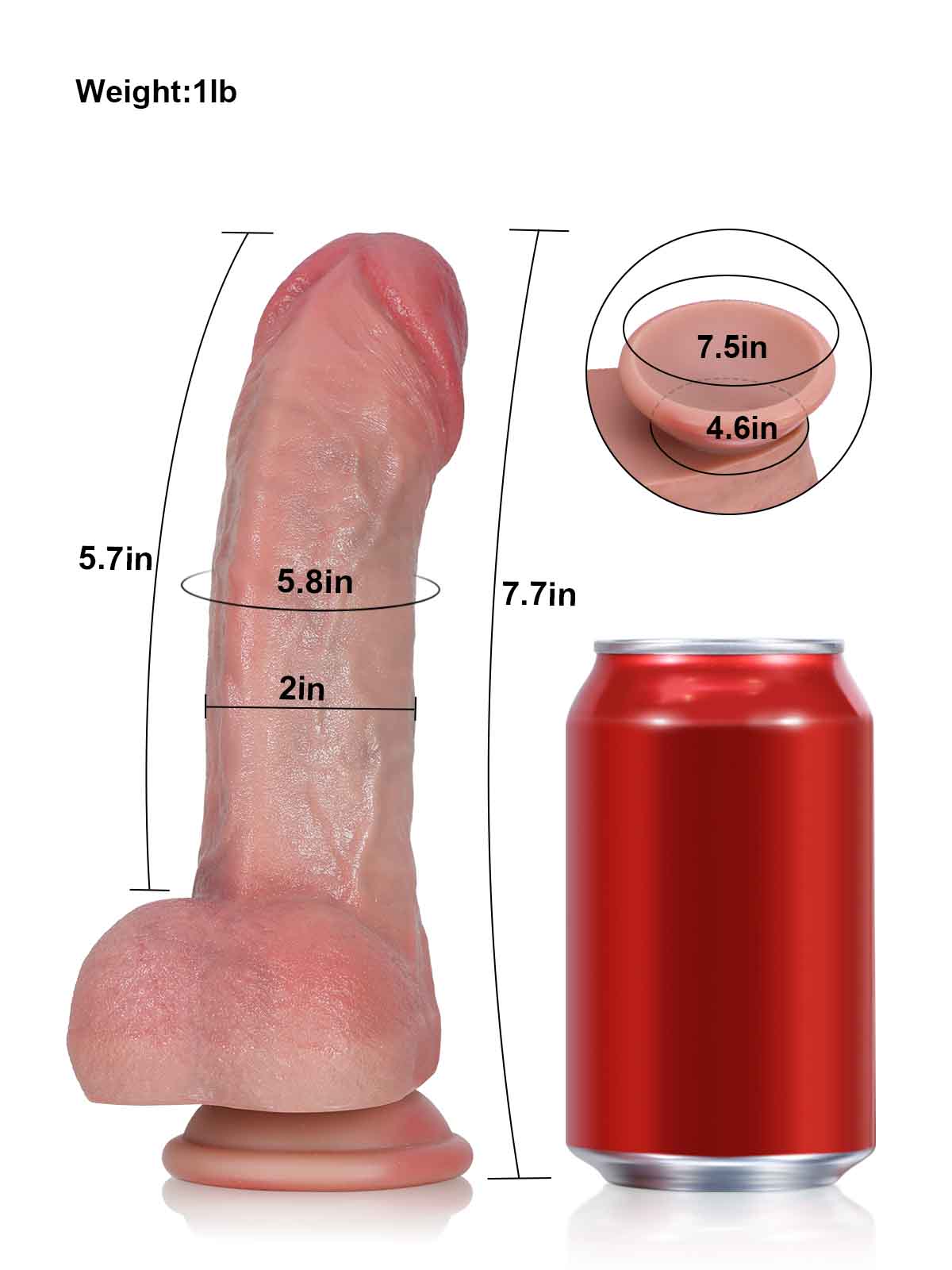 Gay: 7.7″ x 2″ Real Dual Density Silicone Dildo For Beginner