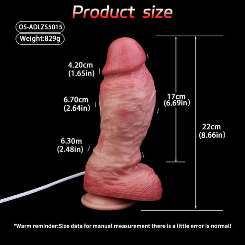 George : 8.2" x 2.6" Silicone Flesh Real Feel Squirt Simulated Dildo