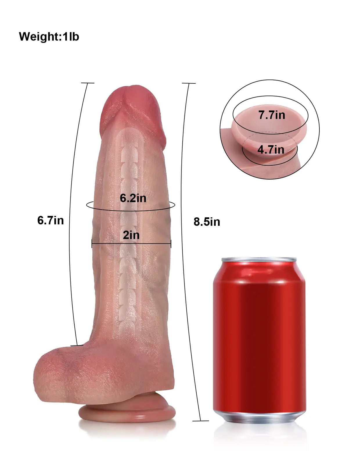 Gimli: 8.5" x 2" Bendable Tapered Realistic Suction Cup Dildo with Keel