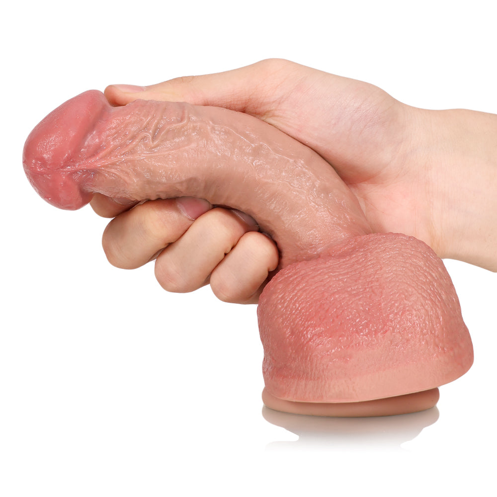 Gunn: 7.9″ x 1.4″ Large Glans Realistic Dildo with Full Testicles