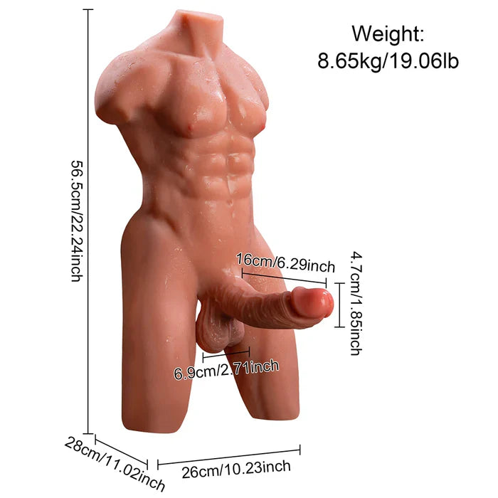 Atlas : 8.6kg Realistic male torso with 15.7cm x 4.5cm powerful thrusting dildo