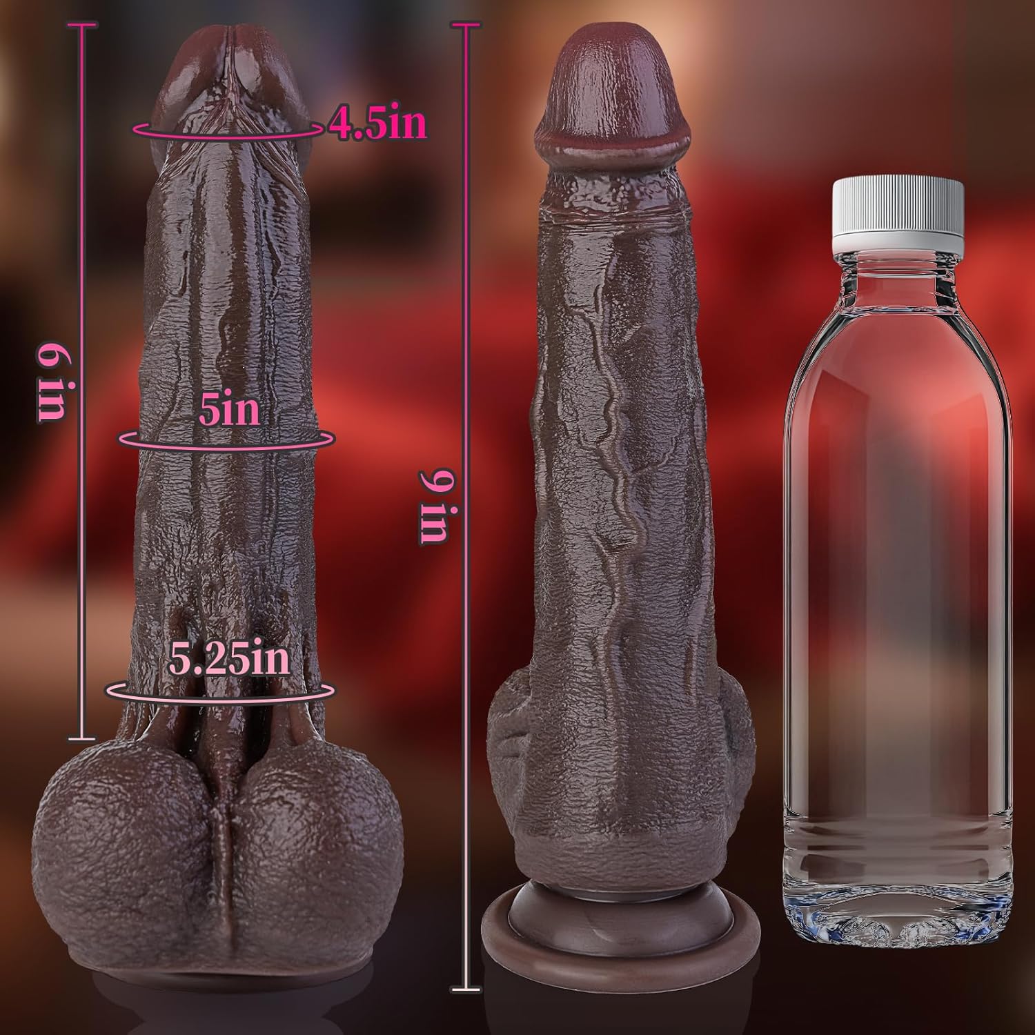 James：9" x 5" Realistic BBC Liquid Silicone Thrusting Dildo
