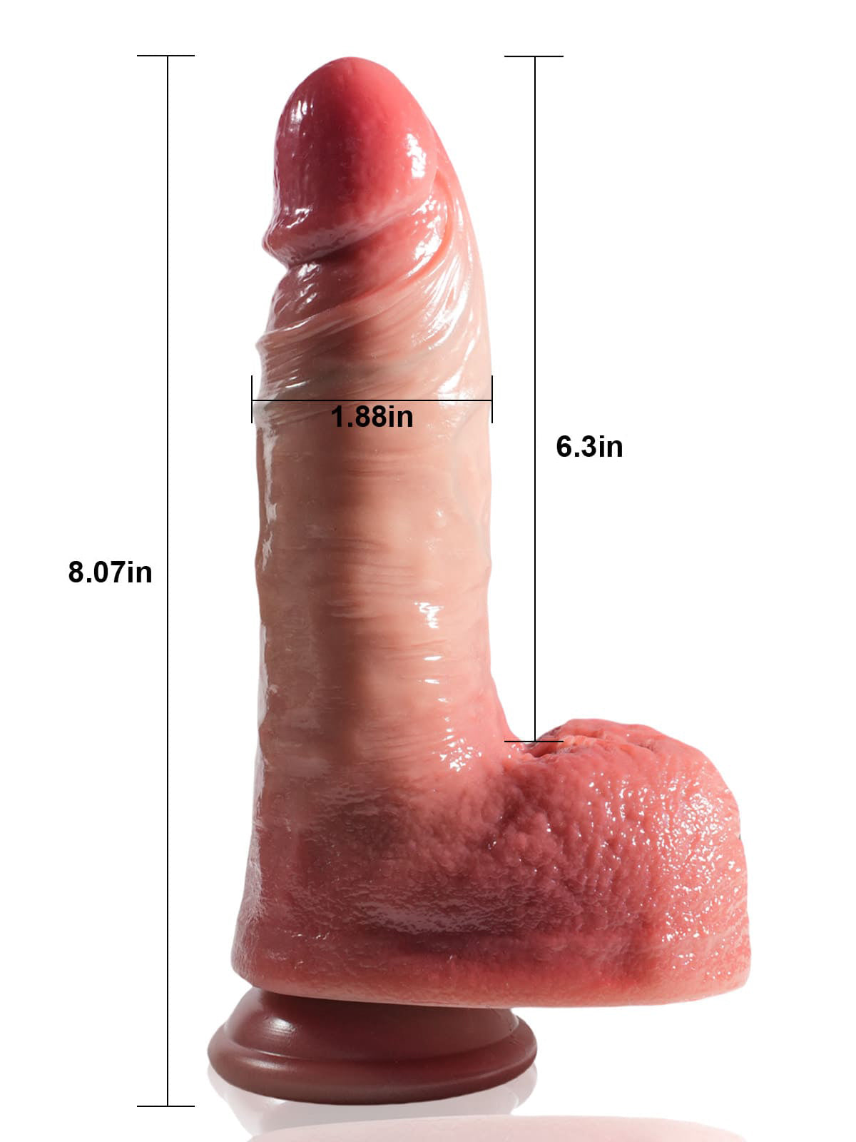 8" x 1.8" Life Like Vibrating Thrusting Dildo 7 Thrusting & 3 Vibrating