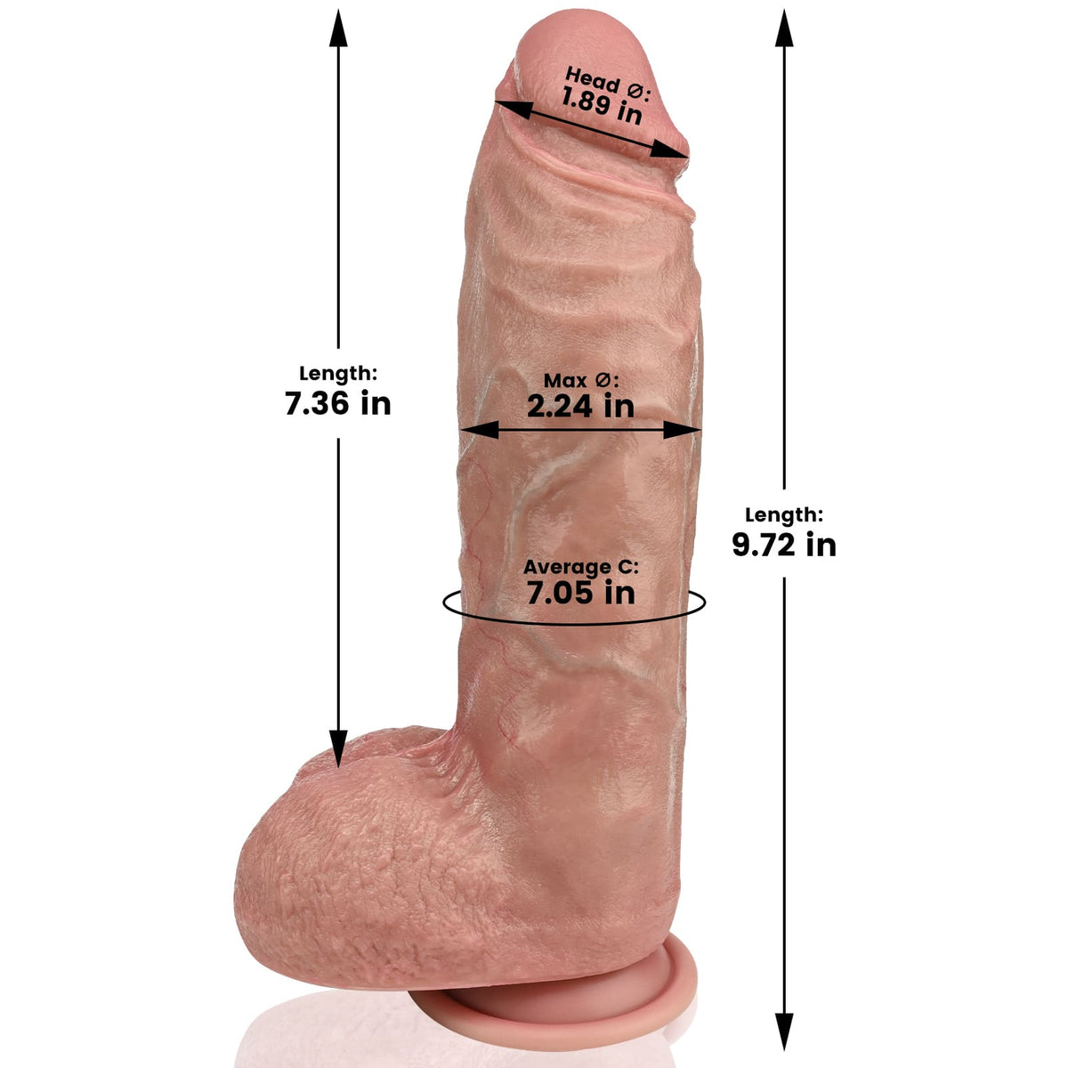 Jorge： 9.8” x 2.4” Realistic Soft Flesh Like Thick Fat Real Cock