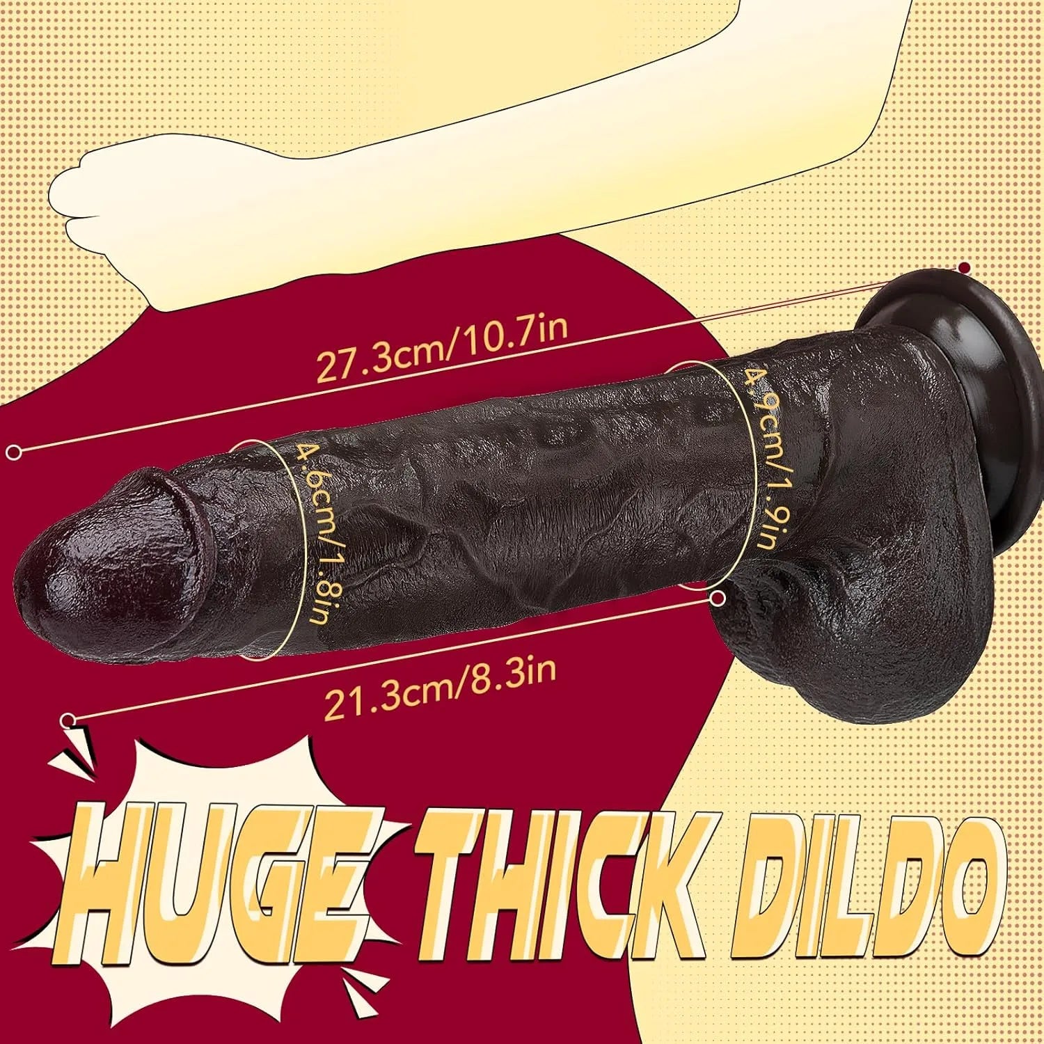 Aaron：10.7" x 1.9" Black Sliding-Skin Soft Dildo