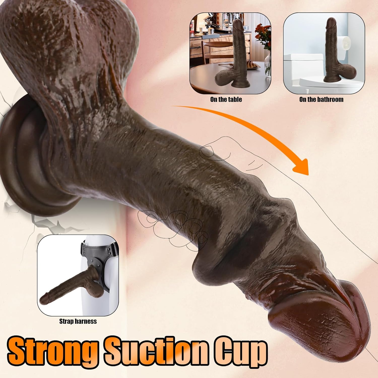 Kevin ：9.5" x 1.6" Large Sliding Skin BBC Dildo with Large Swing Ball