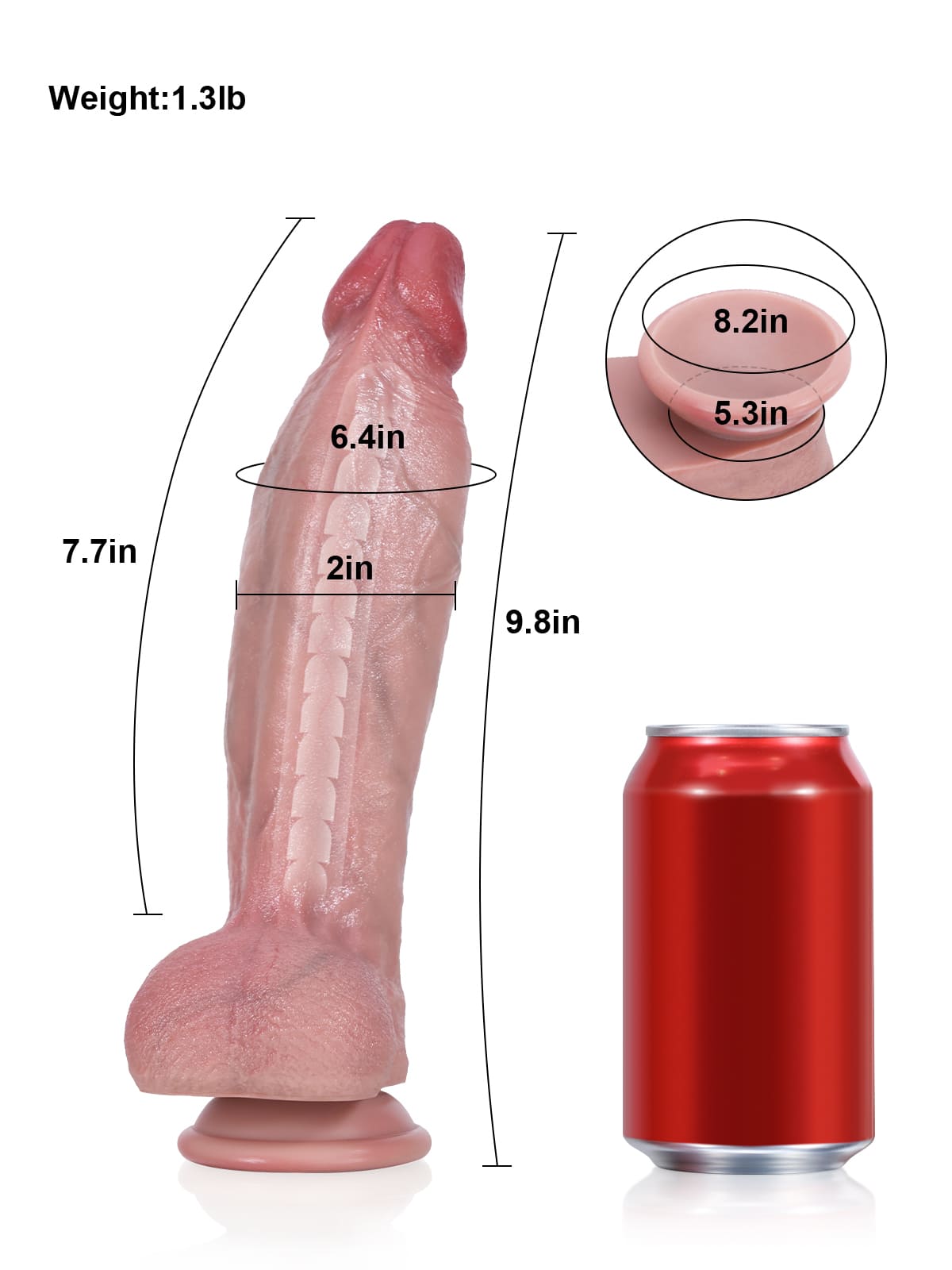 Liam: 9.8" x 2" Long Realistic Dildo with Bendable Keel & Suction