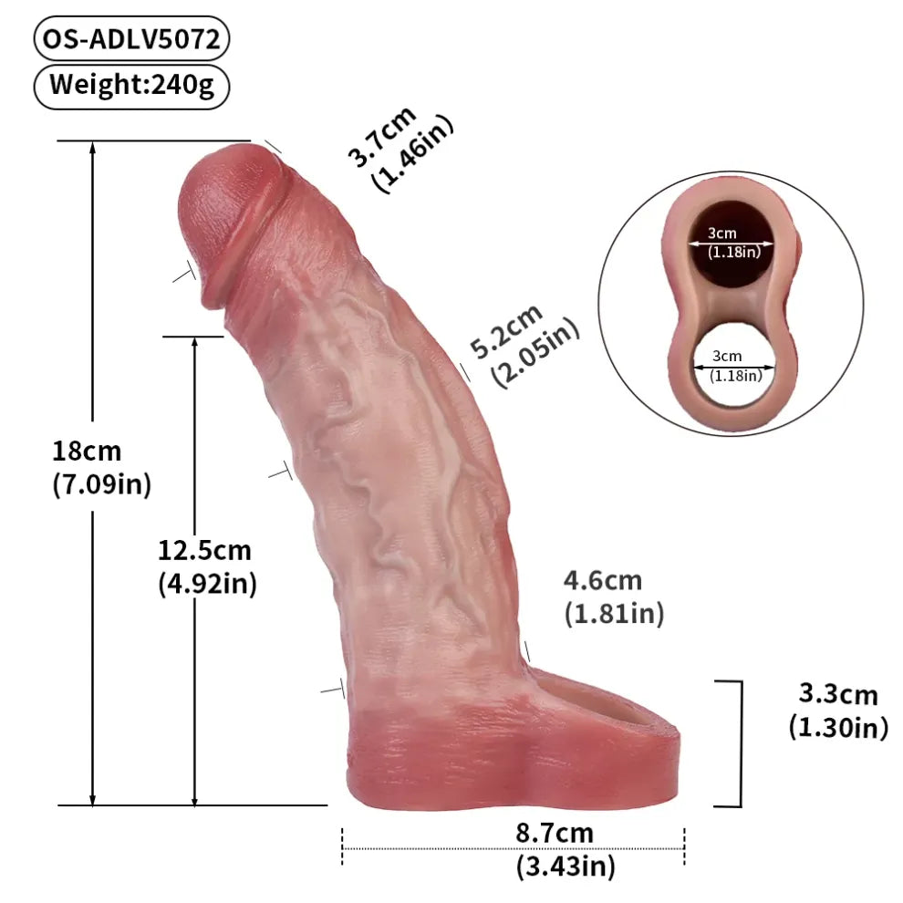 Life Size Huge Penis Sleeve Bareskin Male Extender