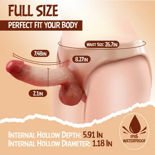 Marcel：7.48" x 2.1" Strap-on Dildo Silicone Wearable Hollow Dildos Panties