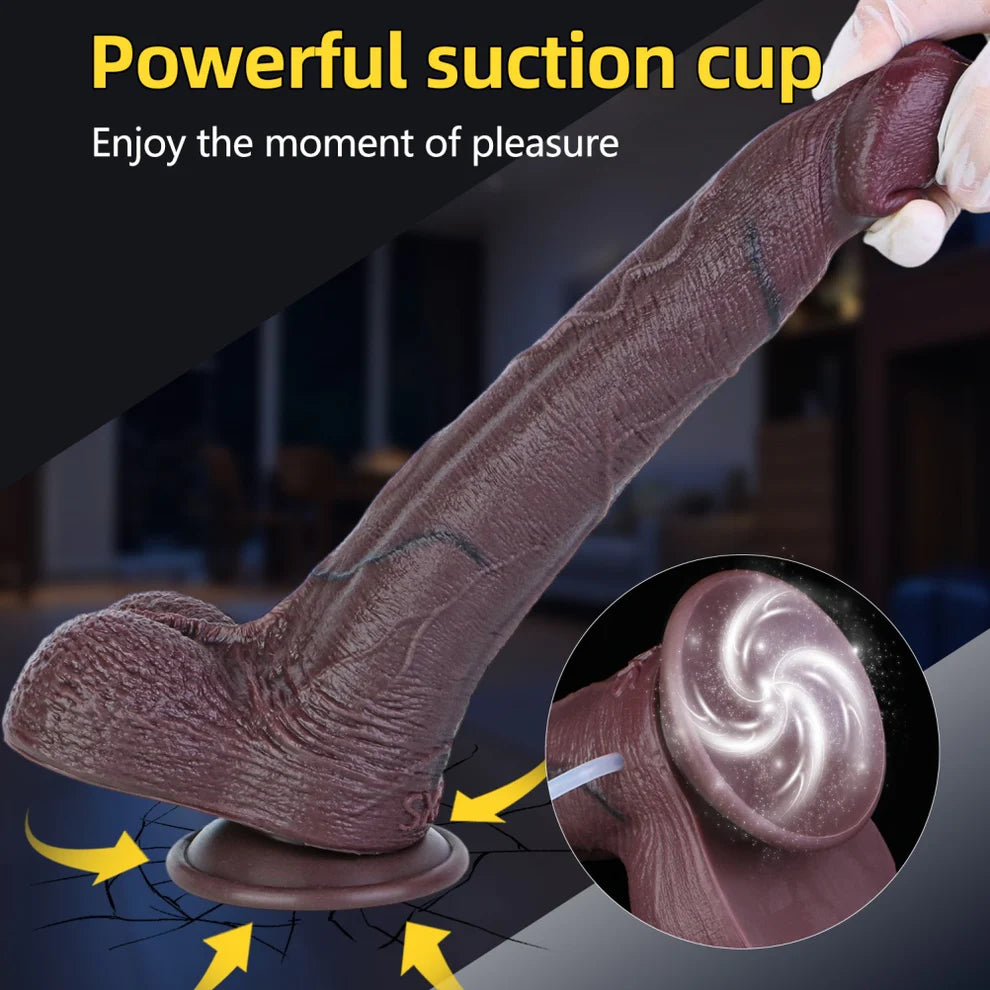 Marcus : 11.2" x 2.2" Realistic Black Squirting Dildo Anal Sex Toys