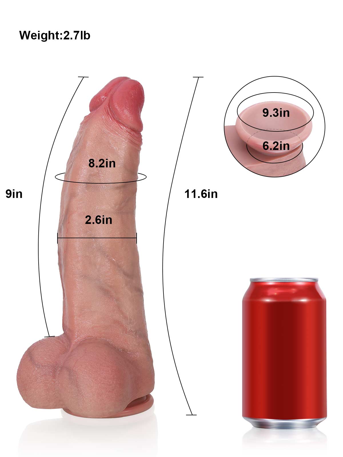 Mason: 11.6" x 2.6" Ultra Realistic Soft Like Hue Thick Dildo