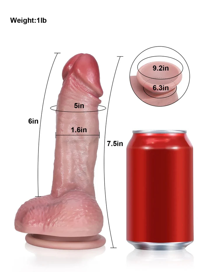 Mike: 7.5" x 1.6" Realistic Soft Dildo for Beginners with Raised Ridge & Balls