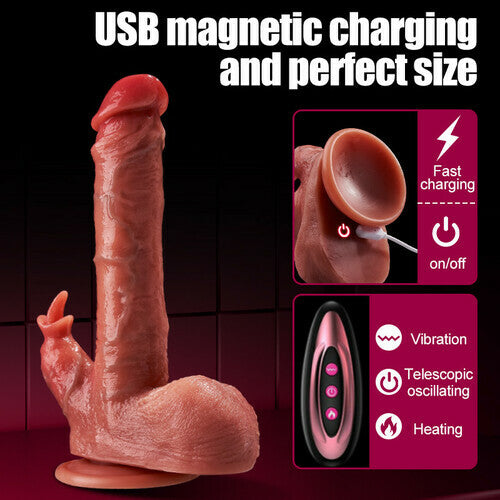 Ramon 10" x 1.8" Rabbit G Spot 10 Modes Vibrating & Thrusting Dildo