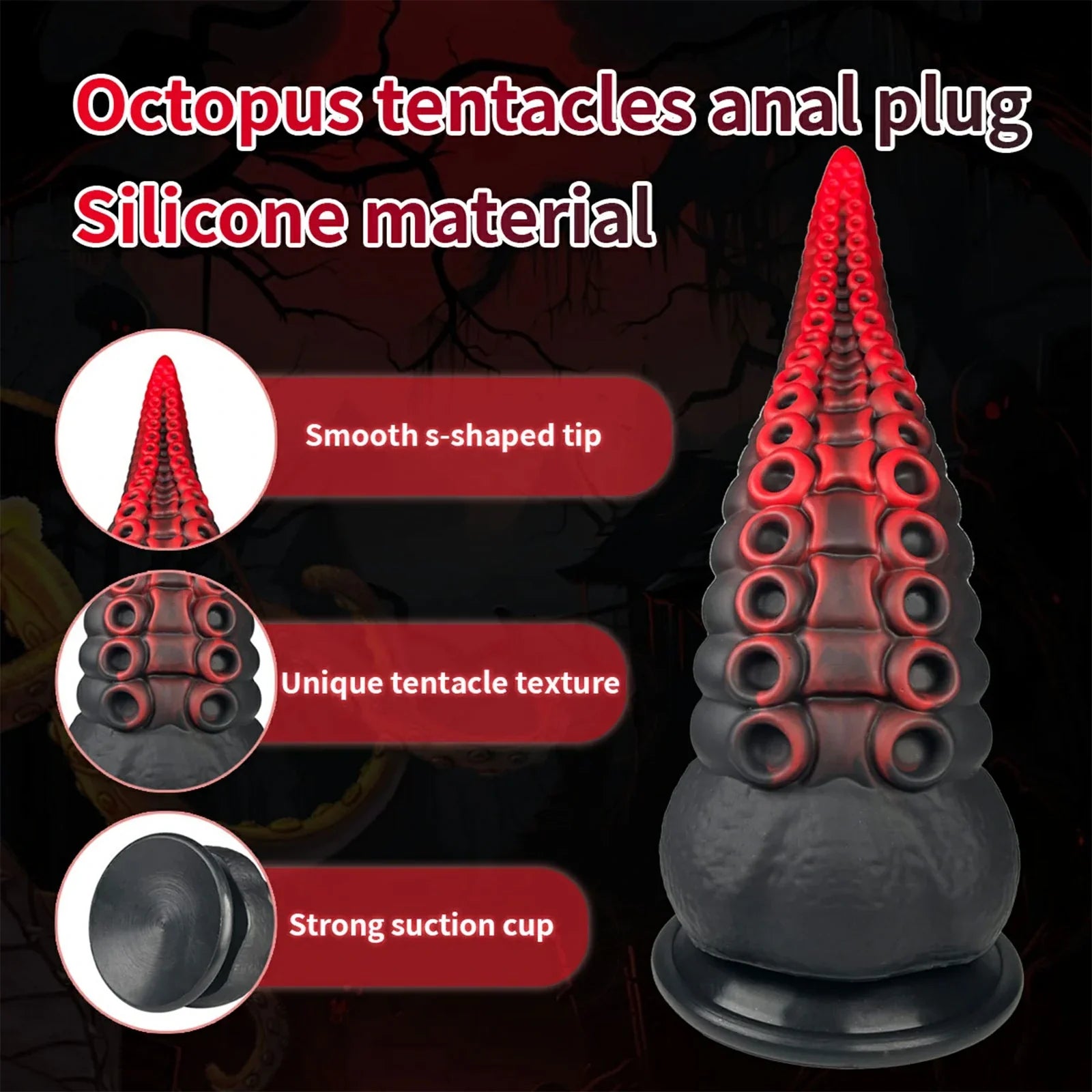 Realistic 9 Inch Tentacle Dildo Smooth Silicone Suction Base Intense Stimulation